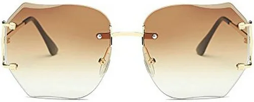 Vista 9 de lentes de sol sin montura de tamaño grande con lentes transparentes para mujer.