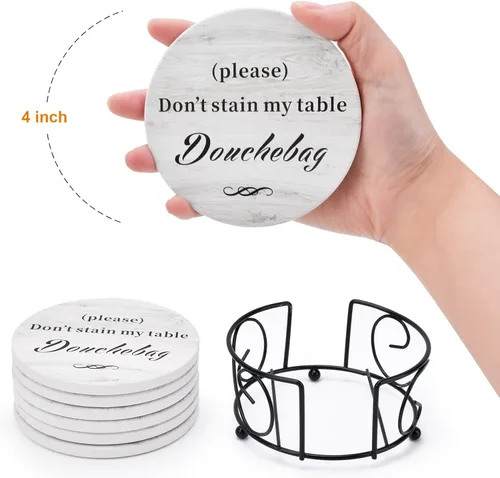 Vista 3 de Regalos de elefante blanco para adultos, divertidos posavasos juego de 6 con soporte, relleno de calcetines de Navidad para hombres y mujeres
