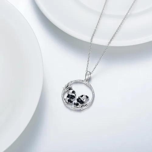 Vista 6 de Collar de plata de ley 925 de cuervoáguilabúhofénixpandacolibríleónpolillaleopardomarlin, para mujeres y hombres, colgante de animales, joyería