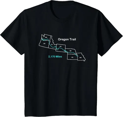 Vista 39 de Route Map of The Oregon National Historic Trail T-Shirt Asphalt Grey