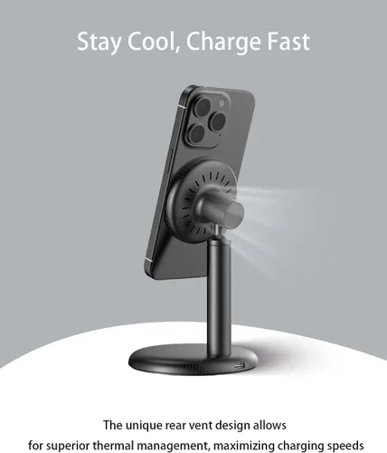 Vista 6 de Soporte de cargador inalámbrico magnético para iPhone 17/16/15/14/13 (sin adaptador) Soporte de carga segura Fast Mag