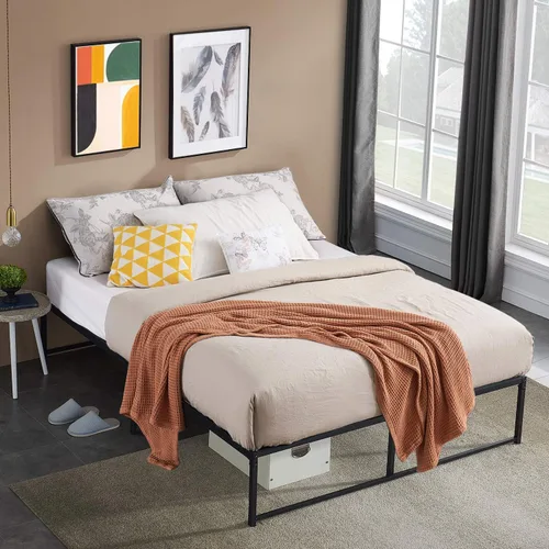 Vista 8 de VECELO - Base de cama metálica tamaño matrimonial de 14 pulgadas, moderna (juego de 2)