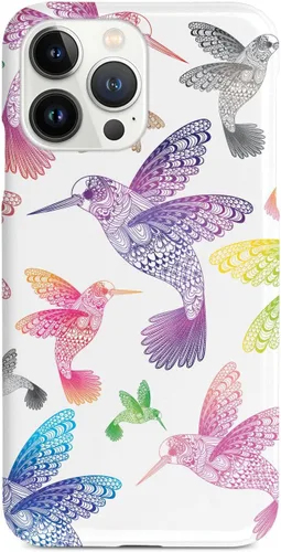Vista 9 de Inspired Cases - Funda para iPhone 13 Mini con textura 3D - Funda protectora de goma para Apple iPhone 13 Mini - Zentangle Hummingbirds - Multicolor