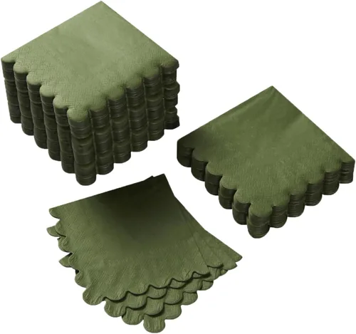 Vista 13 de 100 paquetes de servilletas de cóctel de 2 capas con borde festoneado, servilletas de postre plegadas de 5 x 5 pulgadas, servilletas desechables