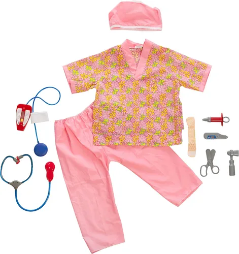 Vista 4 de IQ Toys Juego de disfraz de doctor y enfermera para niños y niñas con 2 juegos de 7 accesorios, incluyendo estetoscopios y kit médico, equipo médico