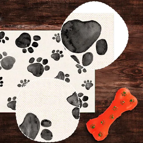 Vista 3 de Nepnuser Camino de mesa con estampado de patas de perro, cachorro, decoración de fiesta de cumpleaños, granja, comedor, cocina, decoración del hogar
