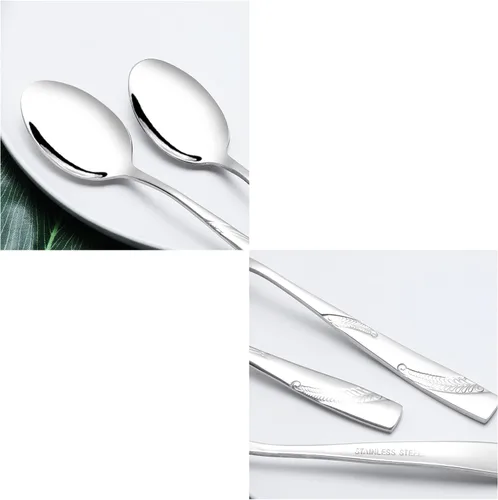 Vista 2 de Cuchara de postre de acero inoxidable de 16 piezas, juego de cubiertos de cuchara de postre de 6.02 pulgadas 6.02-Inch, Dessert Spoons, Cutlery