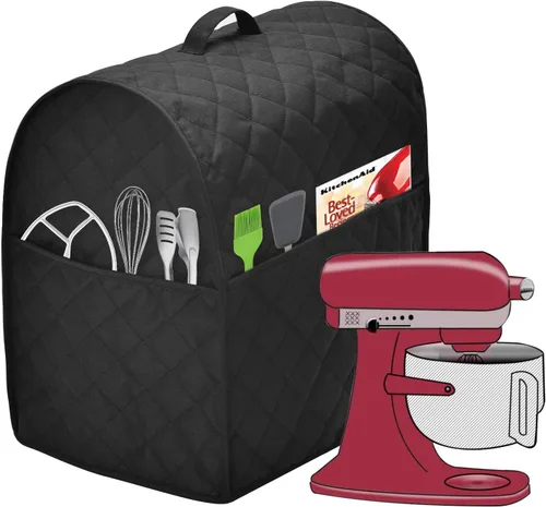 Vista 3 de Funda para batidora de pie compatible con batidora, se adapta a todos los modelos de cabezal inclinable y elevador de tazón, impermeable, fácil Negro