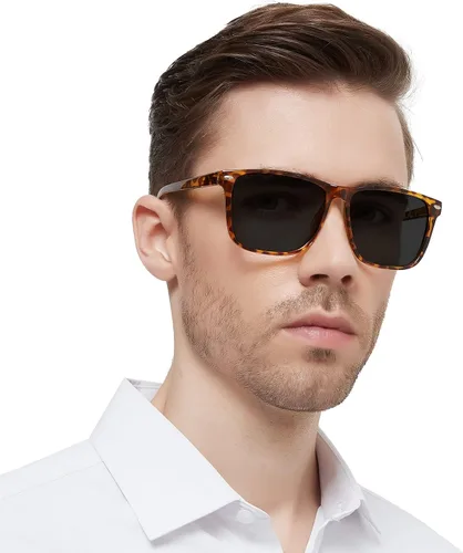 Vista 7 de Gafas de sol de lectura para hombre, 1.0, cuadrados, grandes, 100, 125, 150, 175, 200, 225, 250, 275, 300, 350, 400, bisagras de resorte (negro 1.00)