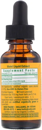 Vista 2 de Herb Pharm Gotas de extracto líquido de violeta orgánico certificado, 1 oz