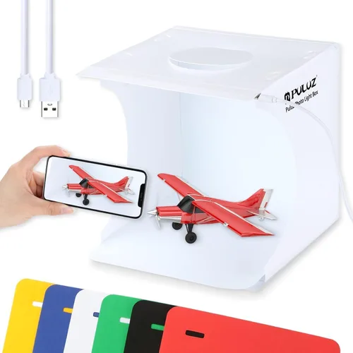 Vista 11 de PULUZ Mini Caja de Luz, Caja de Luz de Mesa de 9" para Fotografía, Caja de Luz Portátil de 20 LED para Estudio Fotográfico con Tienda de Campaña y 2