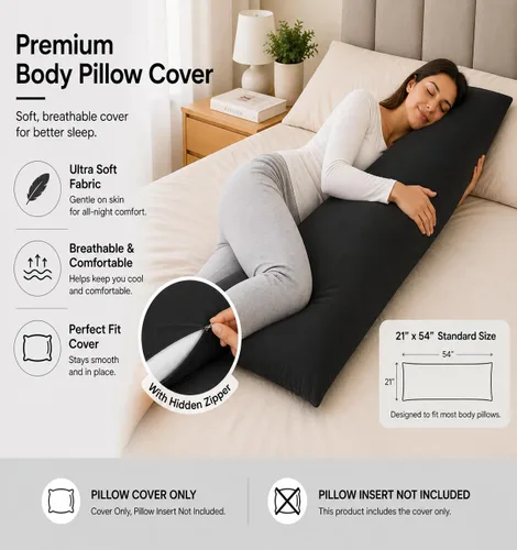 Vista 4 de Evolive - Funda de almohada corporal de microfibra ultra suave, fundas de almohada de 21 x 54 pulgadas con cierre de cremallera oculto