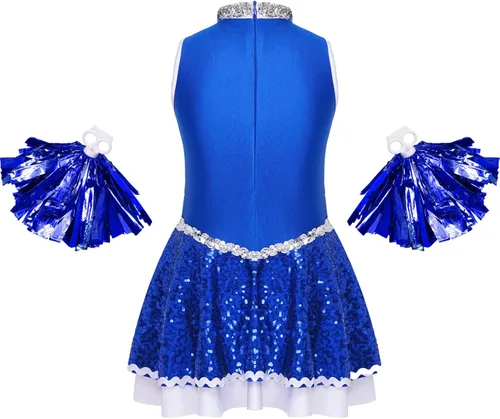 Vista 2 de Uniforme de animadora con lentejuelas y purpurina para niñas y niñas