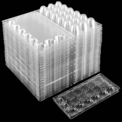 Vista 7 de JAPCHET Paquete de 100 cajas apilables de plástico para huevos, reutilizables, a granel, 18 rejillas, contenedor de huevos de codorniz