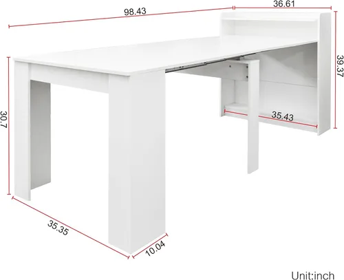 Vista 2 de Mesa de comedor extensible moderna con almacenamiento