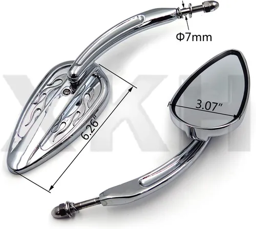 Vista 7 de XKMT-Par de espejos cromados para Harley 82-18 Street Bob Fat Bob