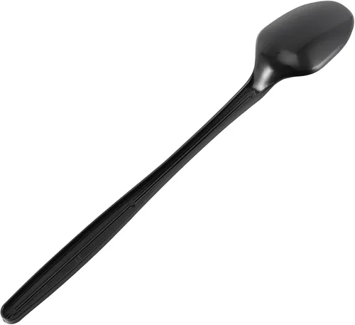 Vista 4 de JEUIHAU 400 cucharas de plástico de 8 pulgadas envueltas individualmente, cucharas desechables para refrescos y helados con asas largas, cucharas