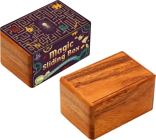 Vista 13 de BSIRI Caja de seguridad para rompecabezas, caja de rompecabezas secreta de madera con compartimentos ocultos, misterio ideal, caja de joyería
