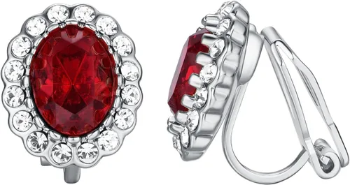 Vista 37 de Yoursfs Austria - Aretes de clip de cristal para mujer, chapados en oro de 18 quilates, joyería de moda con halo de circonita cúbica, aretes sin