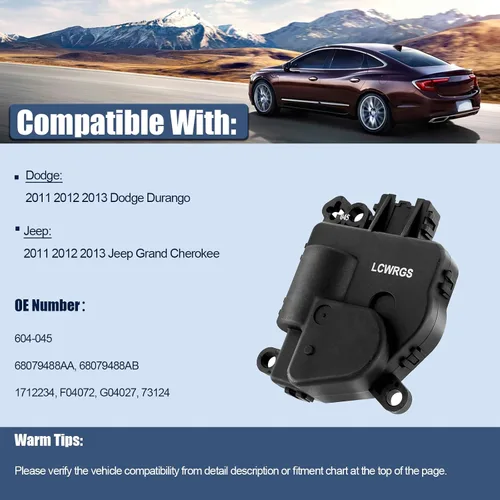 Vista 2 de LCWRGS Actuador de Puerta de Mezcla HVAC Compatible con Jeep Grand Cherokee 2011 2012 2013, Dodge Durango 2011-2013, Actuador de Puerta de Aire