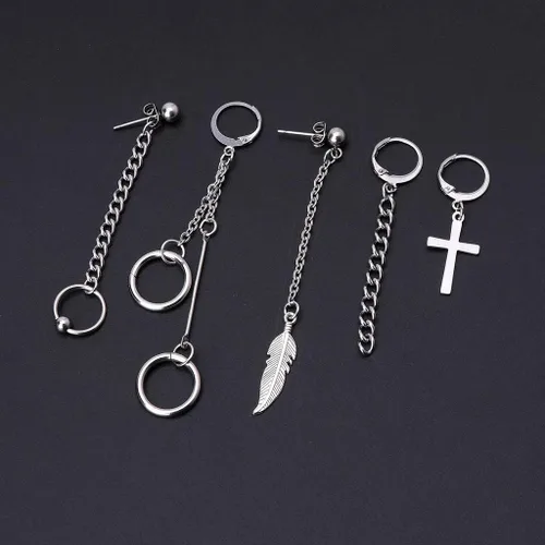 Vista 2 de Aretes para mujer, Kpop Bangtan Boy Album Jimin Chain Drop Earrings Korean Jewelry