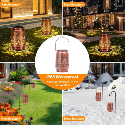 Vista 4 de Lámpara Solar de Linterna para Exterior Impermeable, Decoraciones de Jardín, Regalos de Navidad y Cumpleaños para Mujeres, Mamá, Abuela, Decoración