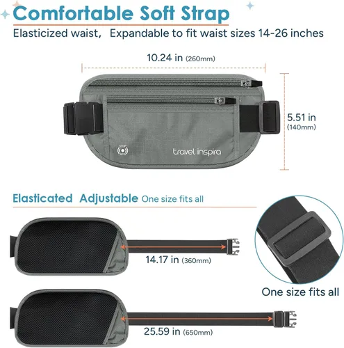 Vista 7 de travel inspira Cinturón de dinero de viaje, soporte delgado para pasaporte, bolsa de viaje con bloqueo RFID para proteger efectivo, tarjetas