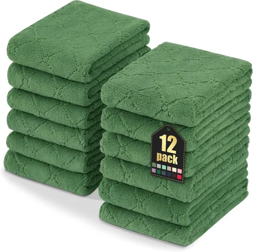 Vista 19 de Homaxy - Paquete de 12 trapos de cocina (13 x 19 pulgadas, marrón), de terciopelo coral supersuaves y absorbentes para lavar platos, paño