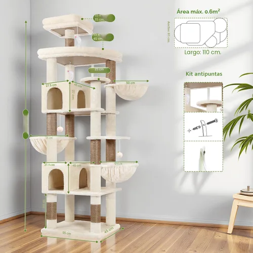 Vista 6 de Globlazer Torre de árbol para gatos extra grande, 82 pulgadas de alto, árbol para gatos de interior, torre grande para gatos grandes y adultos con 8