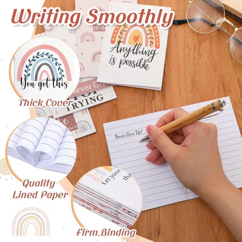 Vista 3 de Colarr 50 mini diarios inspiradores a granel, pequeños blocs de notas inspiradores de arco iris, cuadernos de bolsillo motivacionales, regalos