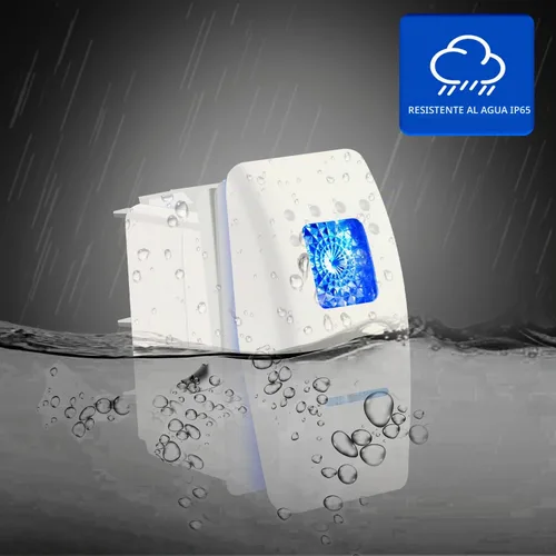 Vista 2 de Interruptor basculante blanco de 5 pines, luz LED azul de encendido/apagado, 20A/12V, 10A/24V, interruptor de palanca con cables de puente