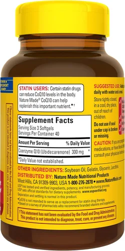 Vista 8 de Nature Made CoQ10 300mg por 3 cápsulas, para la salud del corazón y apoyo antioxidante, 120 cápsulas, suministro para 40 días