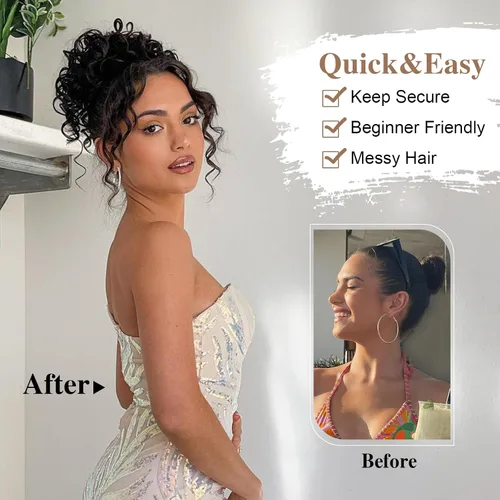 Vista 4 de Extensión de cola de caballo rizada con cordón para mujeres negras, extensión de cola de caballo con cordón, extensiones de cabello rizado
