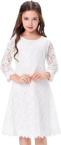 Vista 3 de Grace Karin Vestidos de encaje de flores para niñas, con mangas