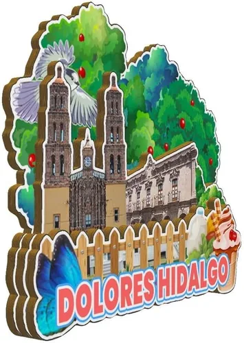 Vista 2 de Dolores Hidalgo - Imán de madera para nevera, diseño de México, 3431, monumentos en 3D, recuerdos coleccionables, decoración hecha a mano