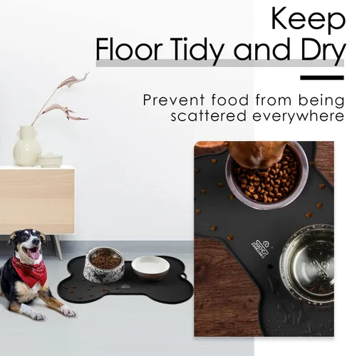 Vista 2 de Super Design Dog Food Mat Bowl Mat for Floors Waterproof Silicone Cat Dog Feeding Mat for Food and Water Pet Placemat Non Spill Puppy Dish Tray Non