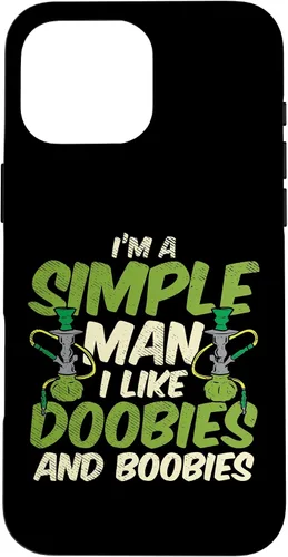 Vista 19 de iPhone 16 Simple Man Doobies Boobies Weed Cannabis 420 Stoner Men Estuche de regalo