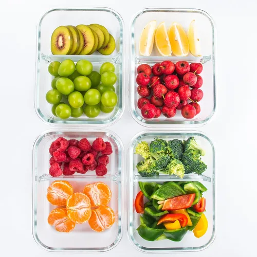 Vista 6 de [Paquete de 5, 34 onzas] Juego de recipientes de vidrio con tapa y 2 compartimentos Glass Storage Containers, Airtight Lunch Boxes with 2 Dividers