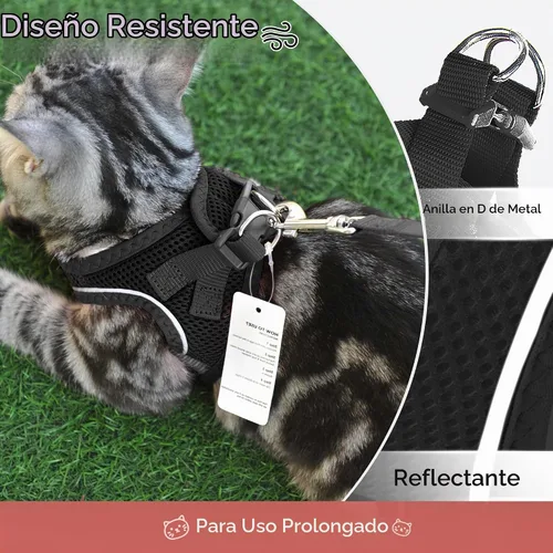 Vista 7 de Twoear Juego de arnés y correa para gatos, arnés extra pequeño para gatitos Negro