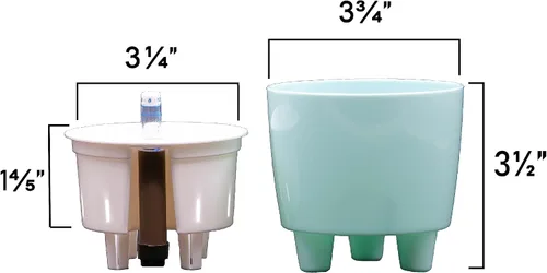 Vista 2 de Paquete de 4 mini macetas con indicador de nivel de agua para violetas africanas, plantas de interior pequeñas