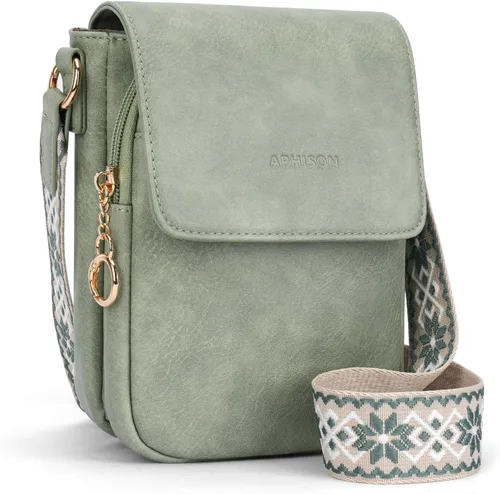 Vista 10 de APHISON Bolsos cruzados pequeños para mujer, a la moda, cartera de cuero para teléfono, monederos para tarjetas, ranuras para tarjetas con correa