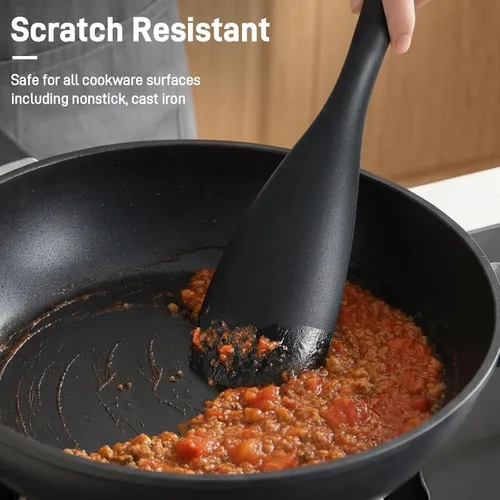 Vista 3 de Paquete de 3 espátulas de cocina de silicona y cuchara para utensilios de Paquete de 3 Negro
