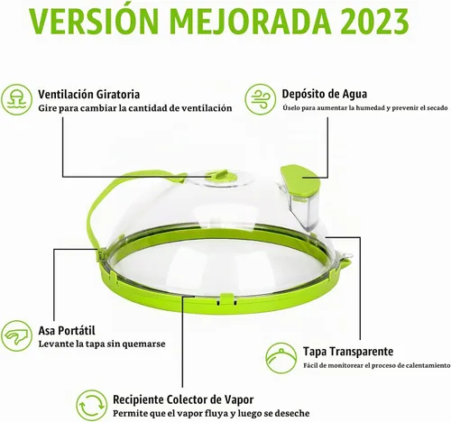 Vista 3 de Cubierta para microondas para alimentos, cubierta de salpicaduras de microondas de 10 pulgadas, cubierta transparente para alimentos