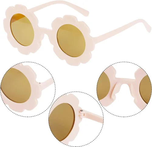 Vista 3 de 8 lentes de sol, gafas de sol redondas en forma de flor para accesorios de fiesta, regalos divertidos