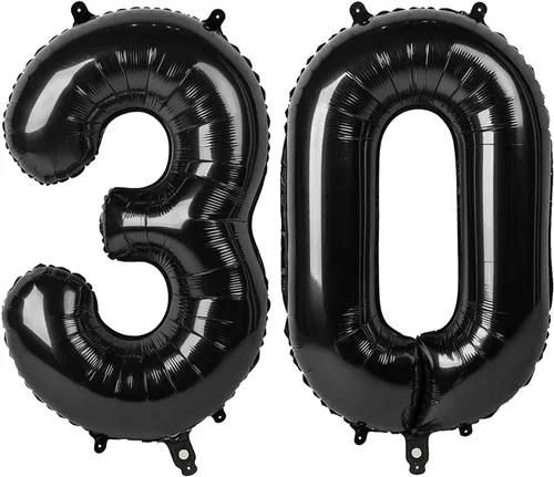 Vista 85 de Globos con números de 40 pulgadas, color negro, para decoraciones de cumpleaños de 10 a 100 años Jumbo 40In & Vibrant Color, With Hanging Holes