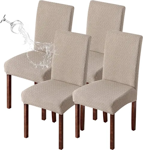 Vista 69 de Genina Fundas impermeables para sillas de comedor, cocina, fundas para sillas de comedor Parson (beige, 2 unidades)