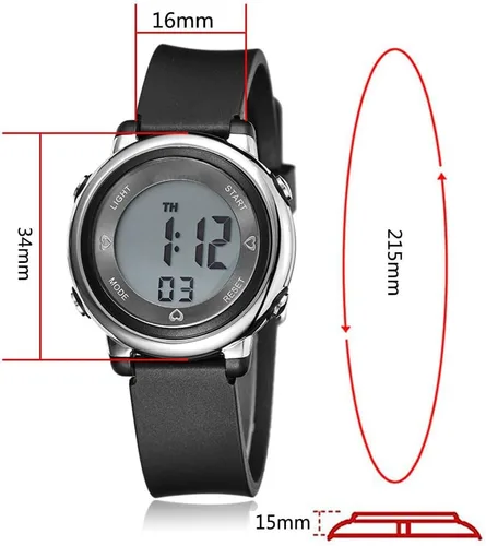 Vista 2 de Relojes digitales para mujer, pantalla LED, correa de silicona, reloj militar, multifunción, impermeable, alarma, cronómetro, retroiluminación LED