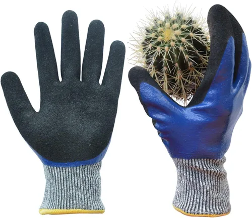 Vista 10 de Guantes de jardinería duraderos para hombres, guantes de jardín de nitrilo resistentes, guantes de trabajo de doble capa, resistentes a cortes, a