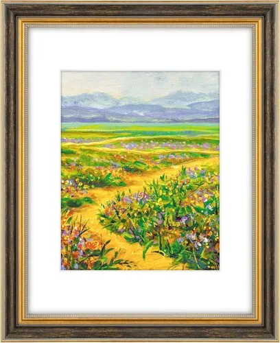 Vista 23 de Golden State Art, Marco de fotos adornado de 8 x 10 pulgadas para fotos de 5 x 7 pulgadas con paspartú o impresiones de 8 x 10 sin paspartú, cristal
