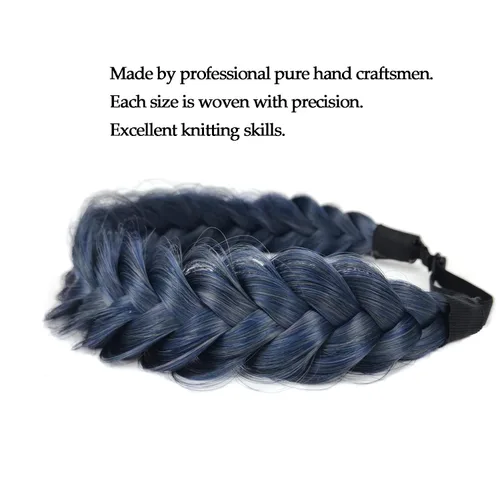 Vista 4 de Diadema Trenzada de 2 Hebras Despeinada Clásica Gruesa Trenzas Anchas Elástica Extensible de Calidad Sintética Diadema Trenzada para Mujeres Niñas